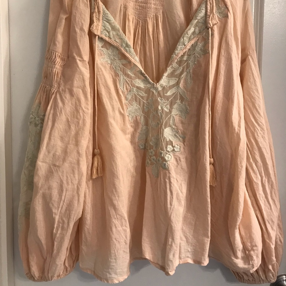 Free People Peach flowy cotton top